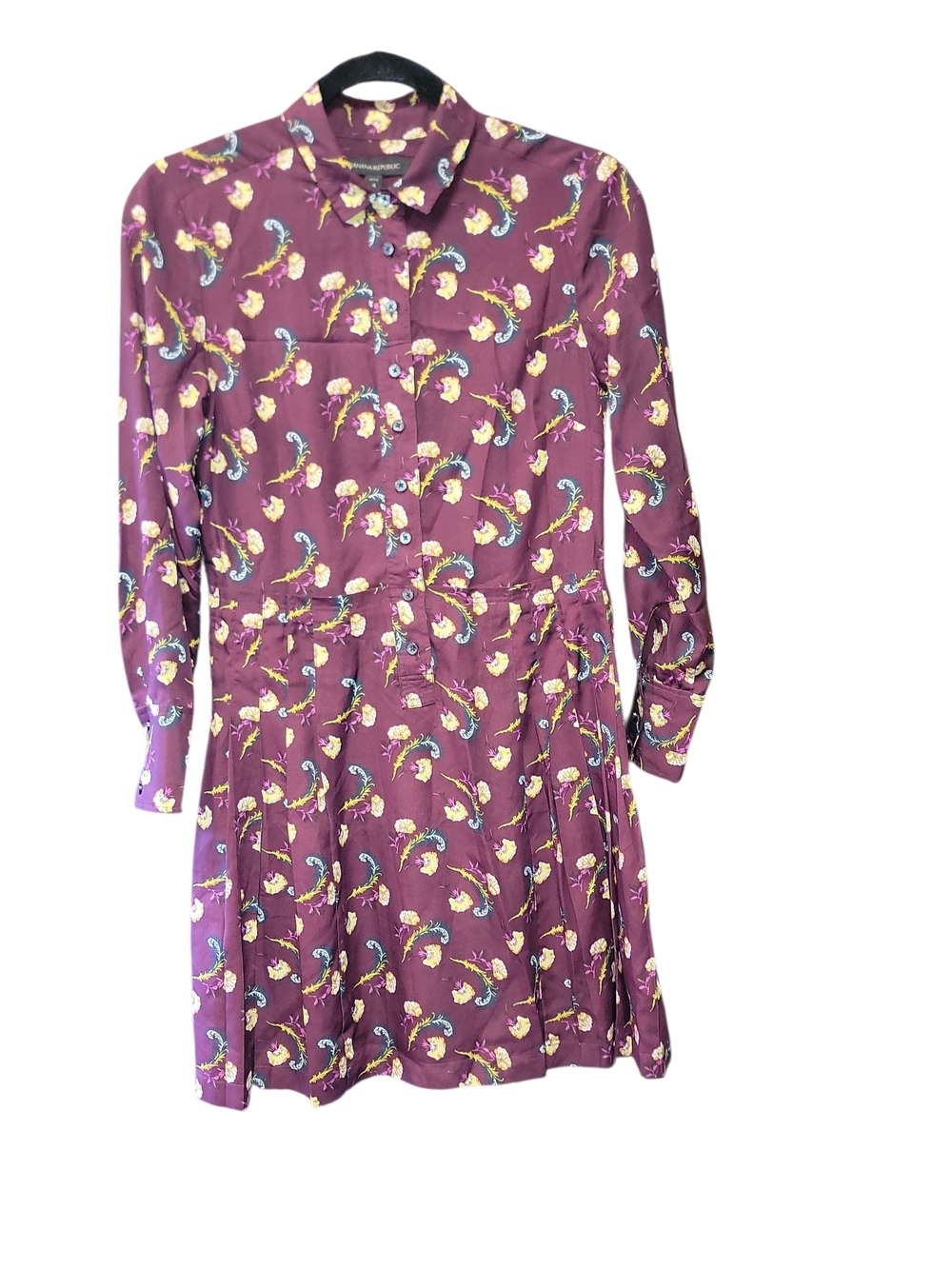 Banana Republic Girls' Purple Floral Long-Sleeve Shirt Dress